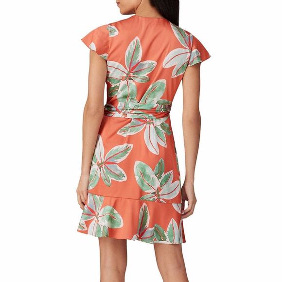 Hutch Britton Satin Mini Wrap dress orange multicolor - S - Picture 2 of 13